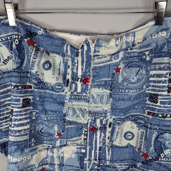 Vintage Rag cotton united states currency dollar bill patriot skirt woman's 24 - Picture 5 of 7